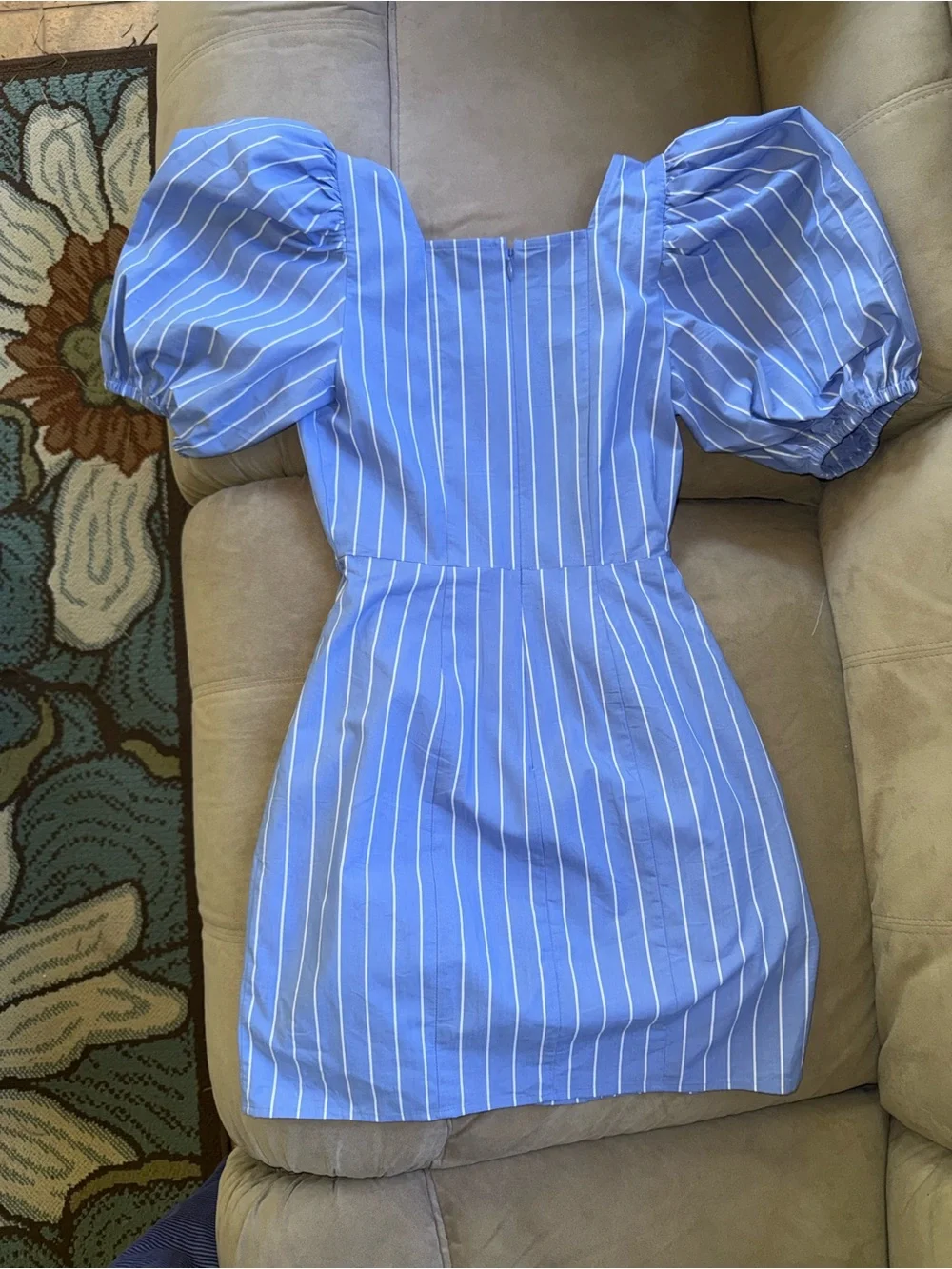 Express Striped Puff Sleeve Mini Dress